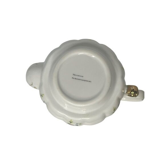 Vintage Floral Porcelain Stacking Teapot and Teacup Set with Gold Accents - Picture 11 of 11